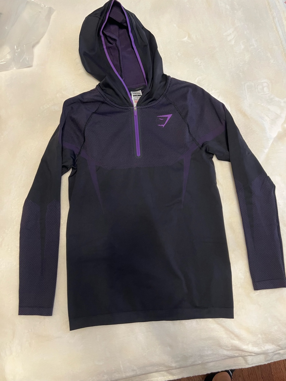 Gymshark Black with Purple Trim Half-Zip Athletic Top